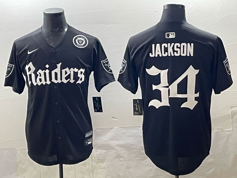 Men 2025 Oakland Raiders 34 Jackson black 6th generation Joint Name Nike Limited NFL Jersey style 011